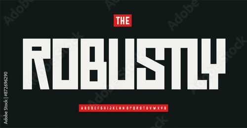 Robustly and fun geometric alphabet, cartoon blocky letters, rustic geometric font for fun headlines, playful posters, comic book typography. Vector typeset