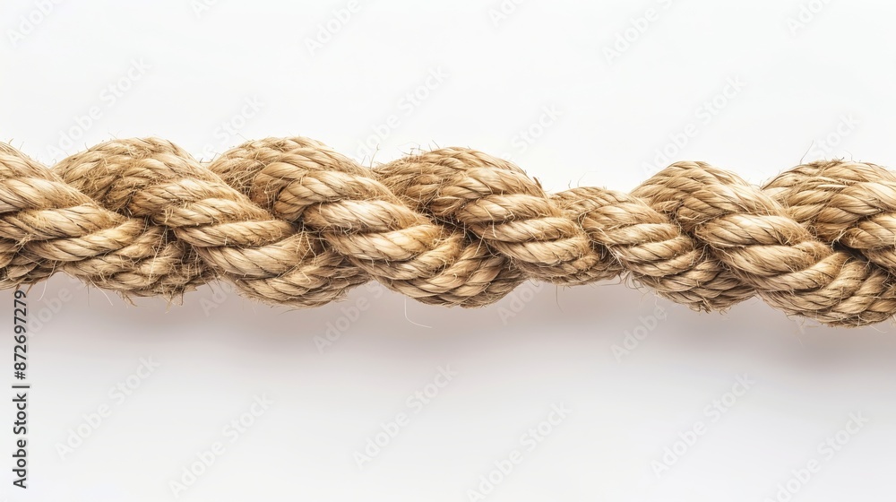 Hemp rope displayed against a white background. Natural material Hemp rope displayed against a white background. Natural material
