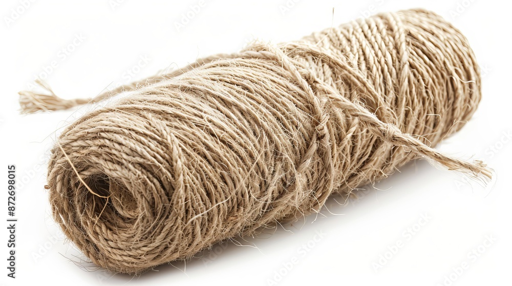 Skein of linen twine, rolled and isolated on a white background Skein of linen twine, rolled and isolated on a white background