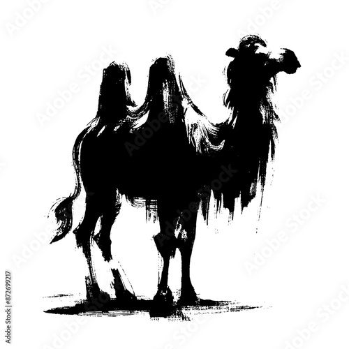 camel in illustration in brush stroke painting,