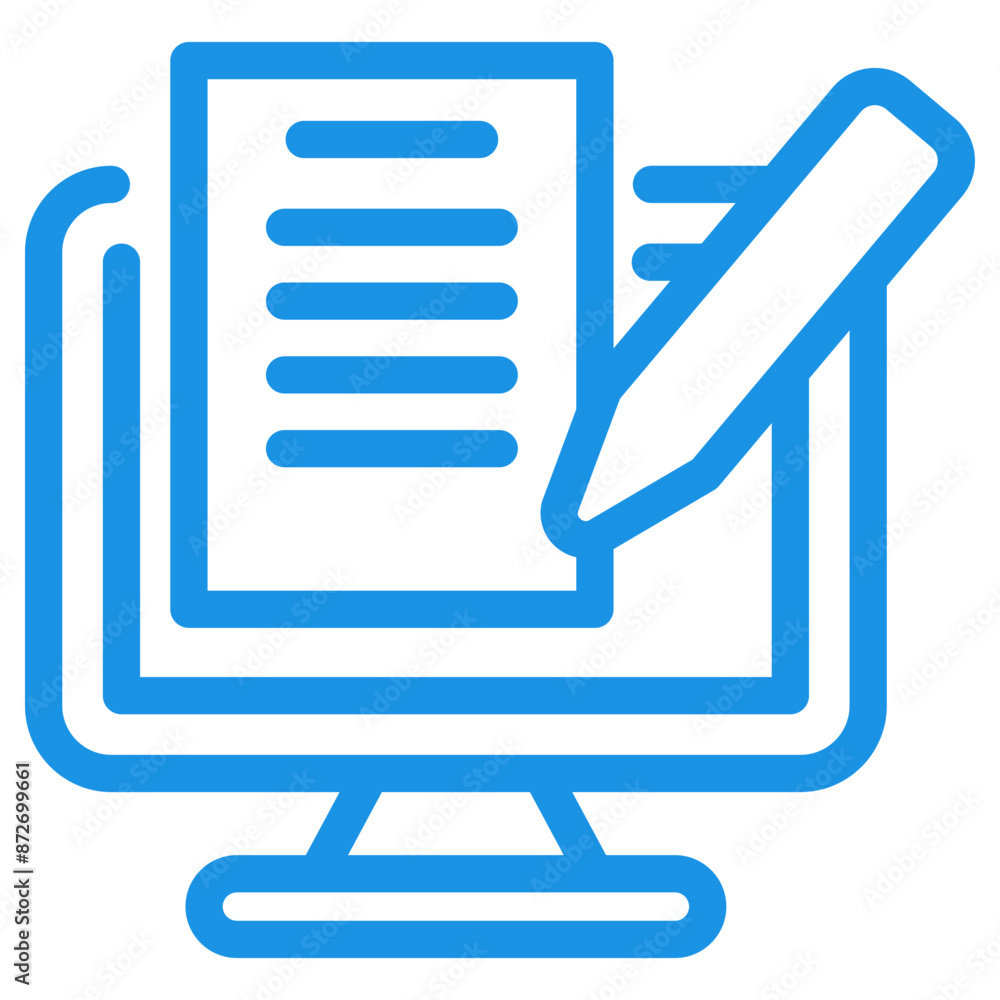 Copywriting icon with blue linear design Copywriting icon with blue linear design