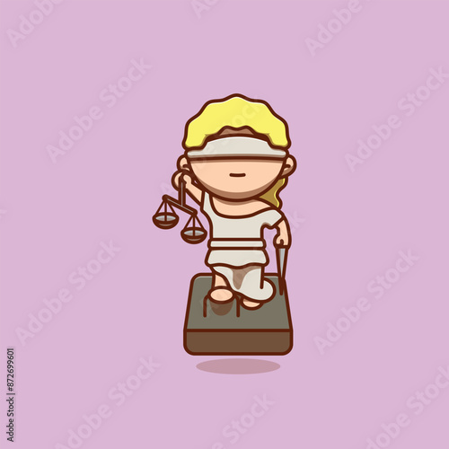 goddess of justice Themis, iustitia cartoon vector illustration National Day of Justice concept icon isolated