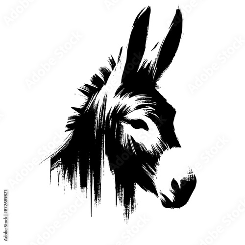 Donkey in illustration in brush stroke painting,