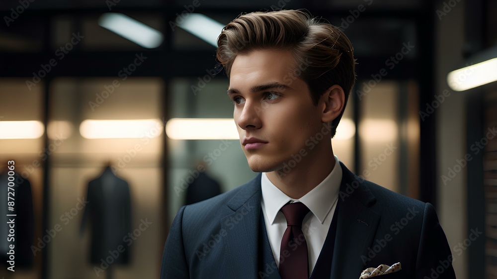 Fototapeta premium Showcase a sophisticated urban look for men, combining tailored pieces with a modern twist.