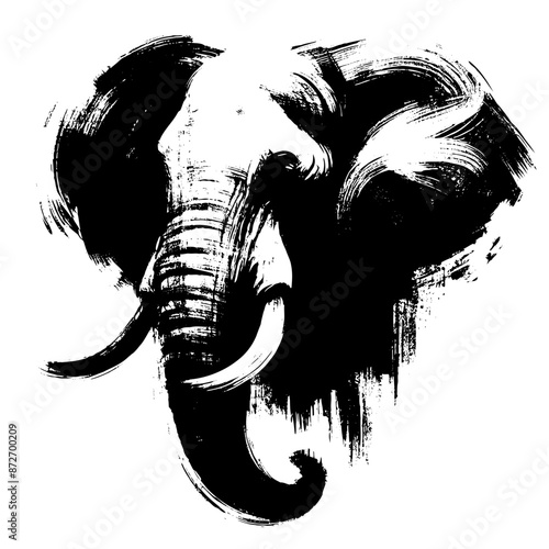 Elephant in illustration in brush stroke painting,