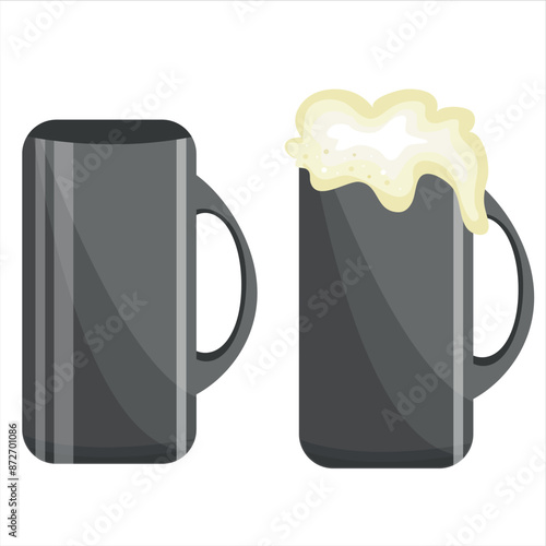 beer day icons namely tin tankard and tankard filled with wheat beer, for designs, posters or banners