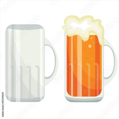 beer day icons, namely transparent sidel glass and sidel glass filled with wheat beer, for designs, posters or banners