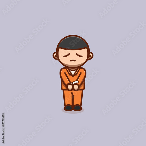 Criminal suspect arrested cartoon vector illustration National Day of Justice concept icon isolated