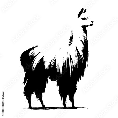 llama, alpaca in illustration in brush stroke painting,