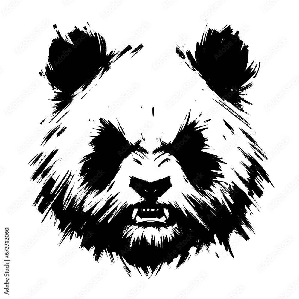Obraz premium panda in illustration in brush stroke painting,