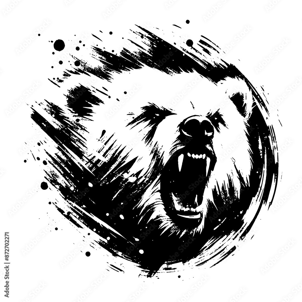 Obraz premium Polar bear in illustration in brush stroke painting,