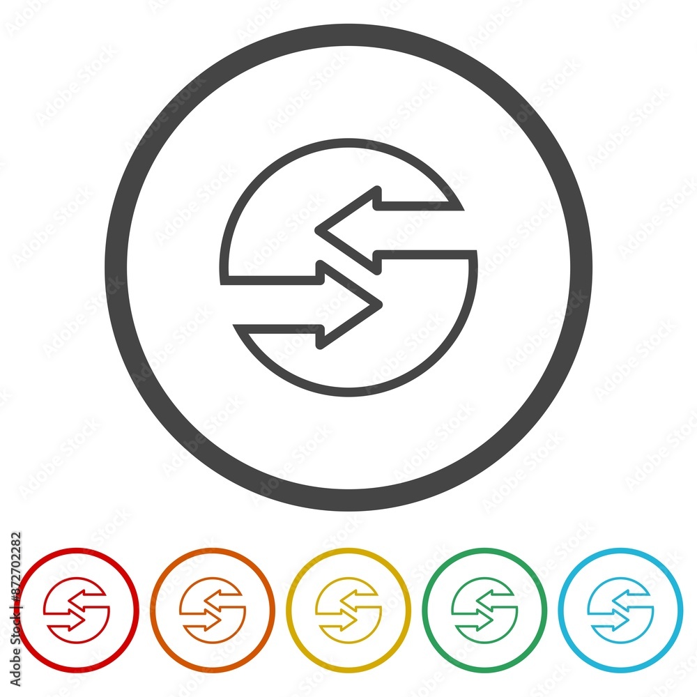 Currency exchange simple icon. Set icons in color circle buttons Currency exchange simple icon. Set icons in color circle buttons
