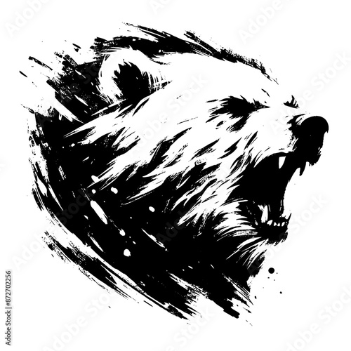 Polar bear in illustration in brush stroke painting,