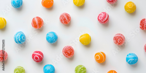 Assorted Colorful Candy on White Background © Muhammad Junaid 