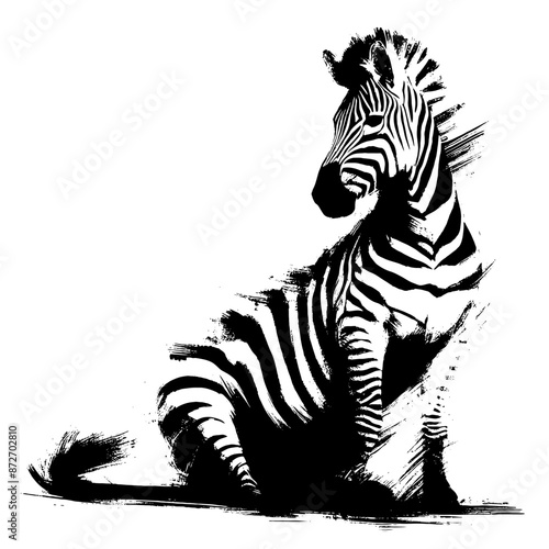 zebra Horse in illustration in brush stroke painting,