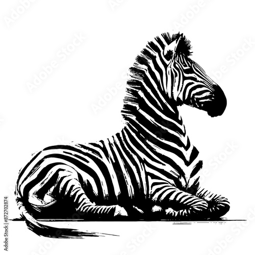 zebra Horse in illustration in brush stroke painting,