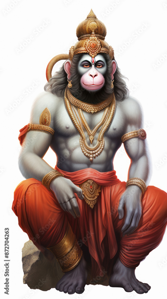 lord hanuman sitting on white background lord hanuman sitting on white background