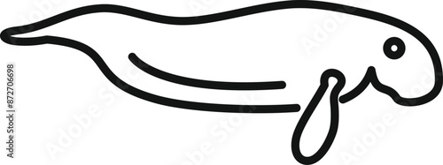 Simple line drawing of an amazon manatee swimming underwater