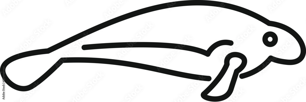 Simple and elegant line drawing of a manatee swimming peacefully in the water Simple and elegant line drawing of a manatee swimming peacefully in the water