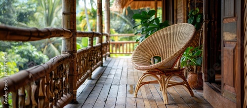 Beautiful wicker chair on a...