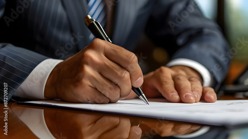 A closeup of hands shaking over a signed document in a formal office setting