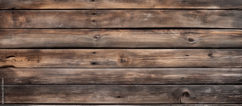 Fototapeta premium Copy space image of a weathered horizontal plank wall provides a rustic backdrop.