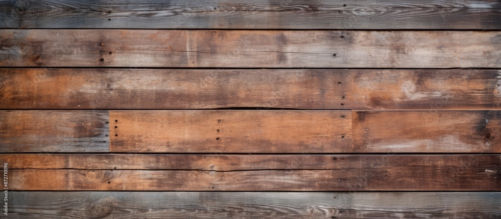 Fototapeta premium Copy space image of a weathered horizontal plank wall provides a rustic backdrop.