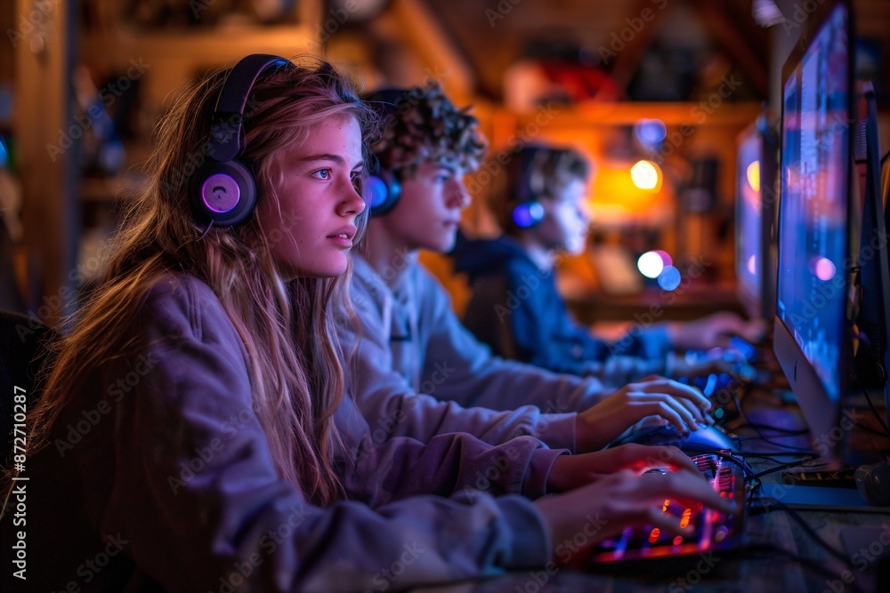 high school kids playing a video game high school kids playing a video game