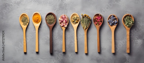 Top view of wooden spoons h...