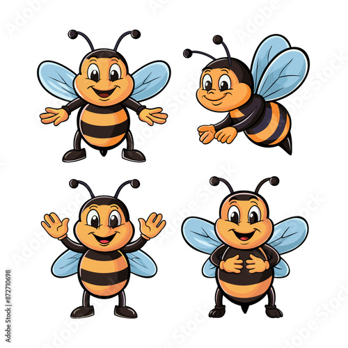 set of cartoon bee