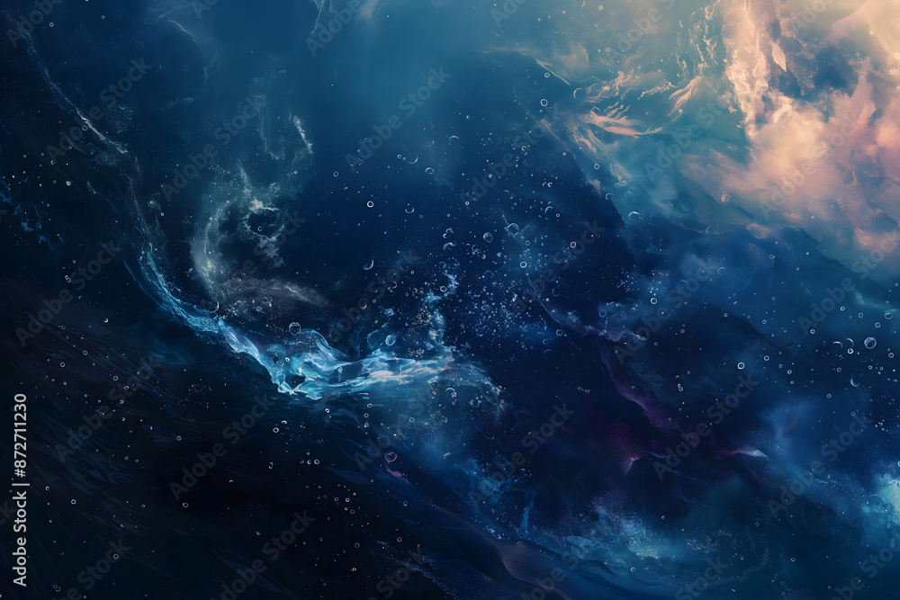 Obraz premium Underwater Serenity: Sunlight Penetrating the Depths of the Blue Sea