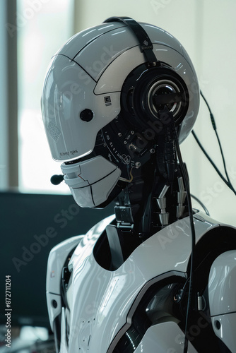 Humanoid robot working in a call center
