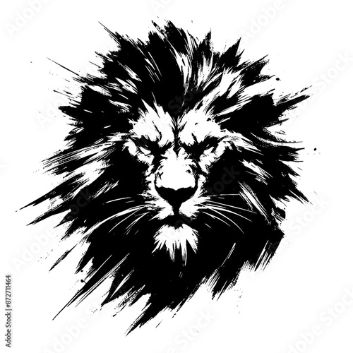 Lion in illustration in brush stroke painting,