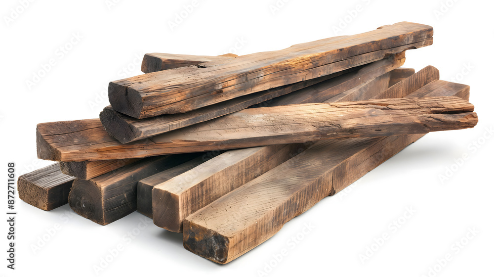 Pile of Rough Cut Natural Wooden Planks Isolated on White Pile of Rough Cut Natural Wooden Planks Isolated on White
