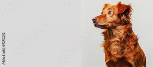 Charming red dog seated aga...