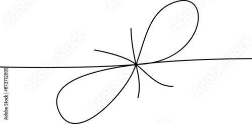 Simple line bows on ribbon. Bow on string, lines and corners decoration design. Bowknot for package or letter, planner diary decent vector dividers