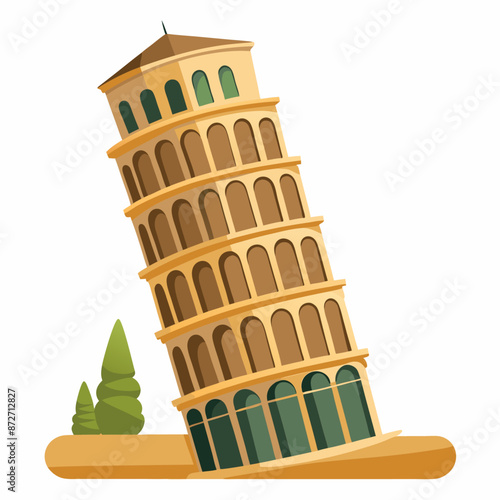 leaning tower clipart cartoon Illustration drawing