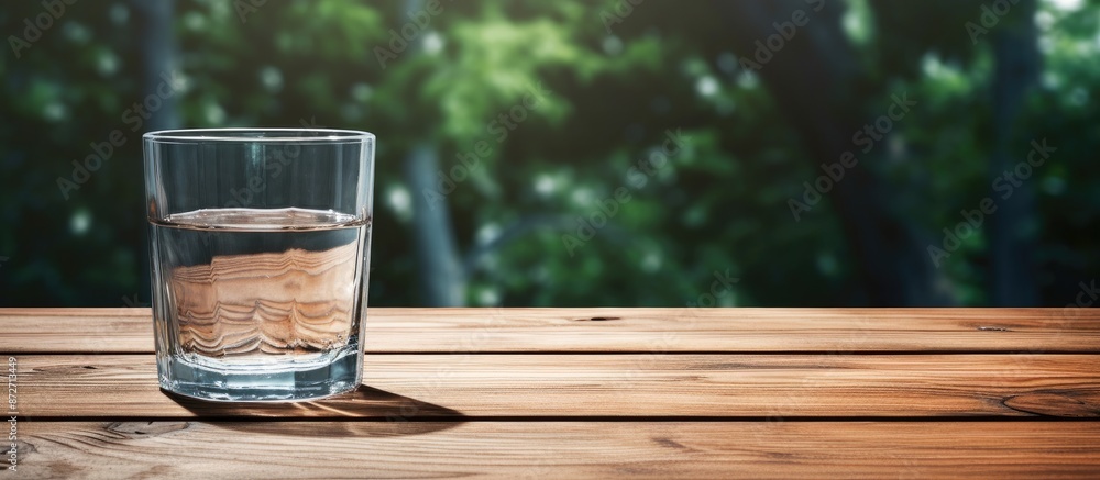 A glass of clear water sits on the wooden table, providing a perfect copy space image. A glass of clear water sits on the wooden table, providing a perfect copy space image.