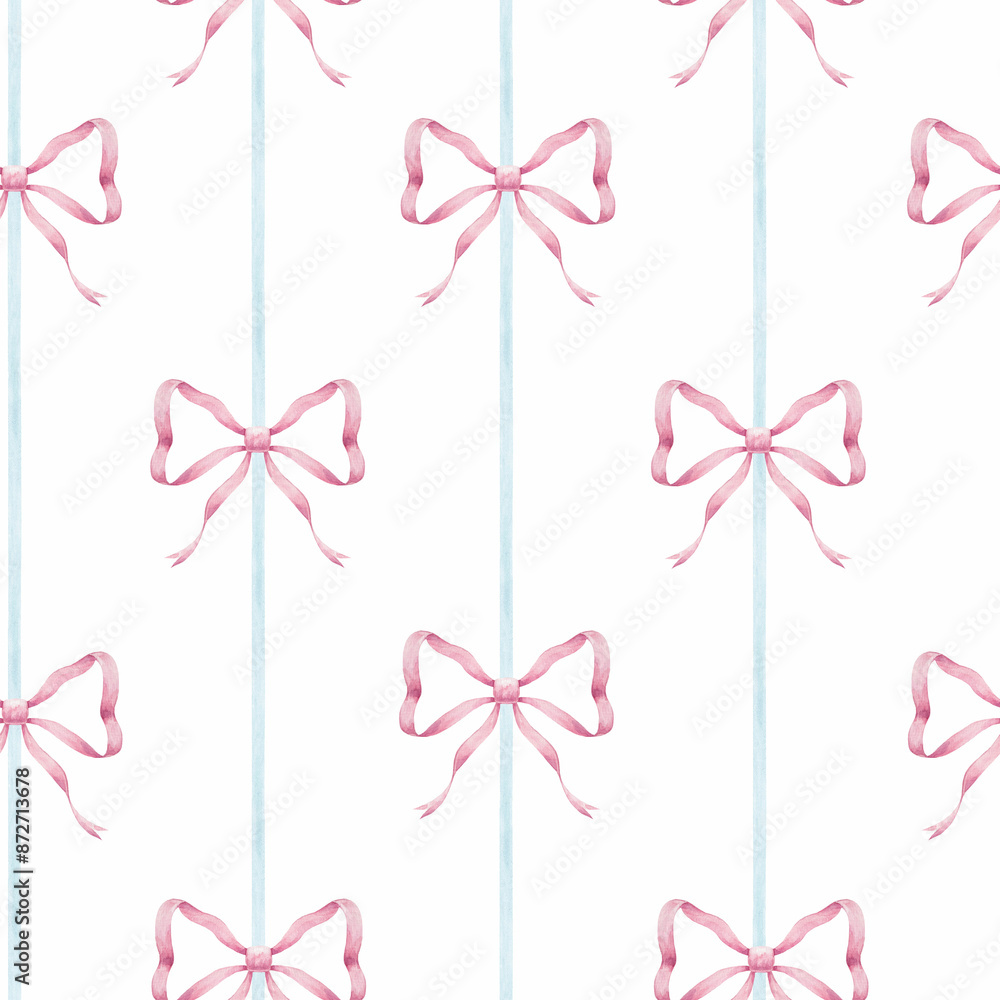 Beautiful geometric seamless pattern with watercolor hand drawn pink ...