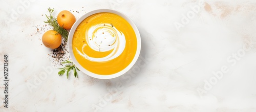 Creamy pumpkin soup with a ...