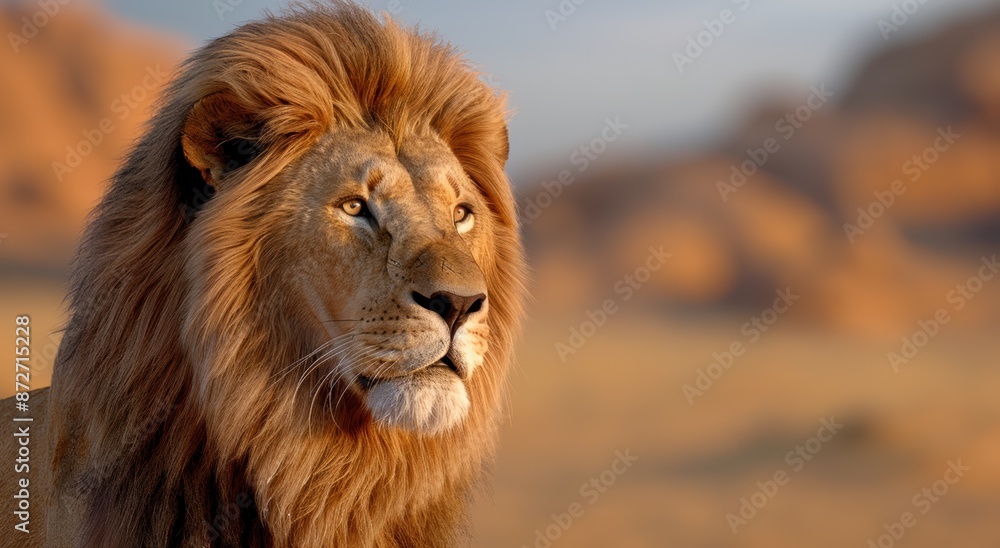 Naklejka premium Majestic lion in the wild