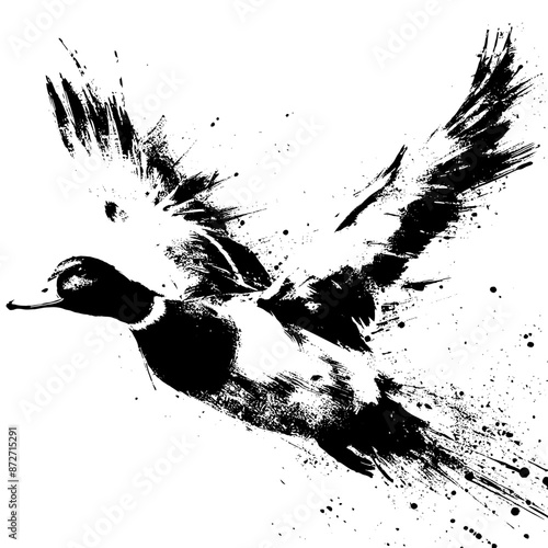 duck, goose in illustration in brush stroke painting,