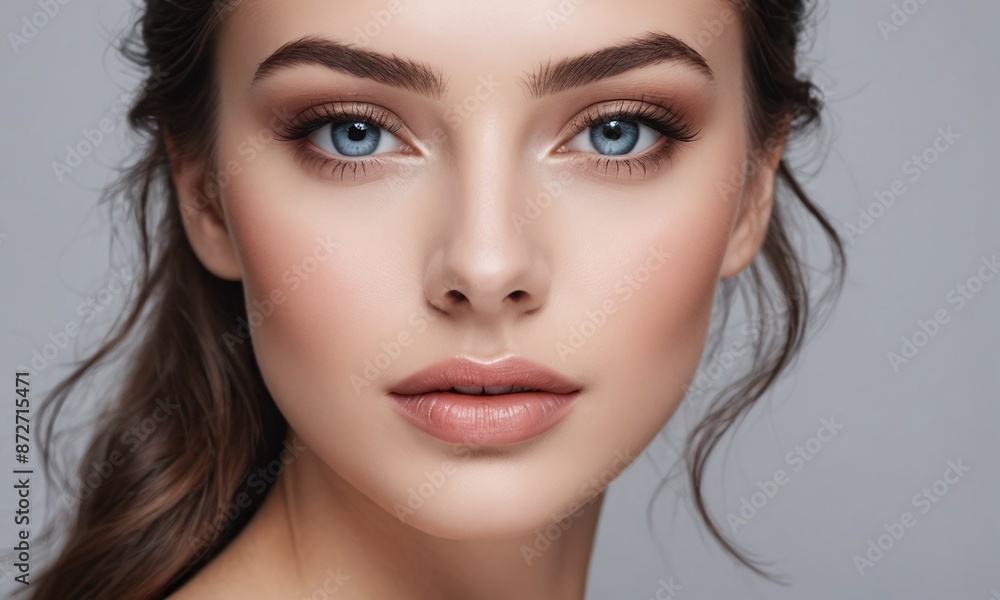 Beauty healthy skin closeup face woman natural makeup eyes and lips Beauty healthy skin closeup face woman natural makeup eyes and lips