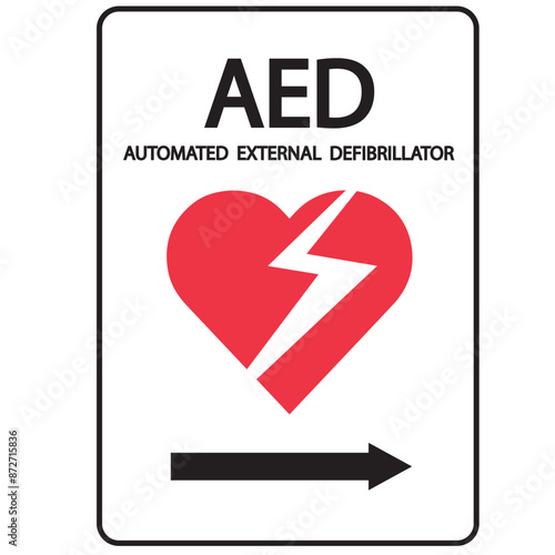 AED,automated external defibrillator aed sign with heart