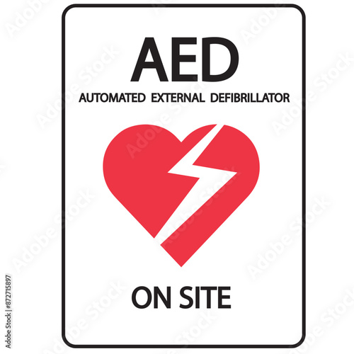 AED,automated external defibrillator aed sign with heart
