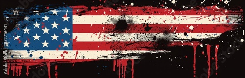 Distressed American Flag With Red, White, and Blue Stripes and Stars