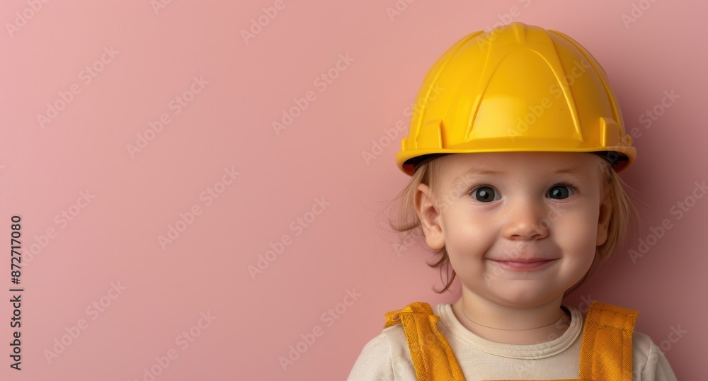 Smiling child in construction helmet Smiling child in construction helmet