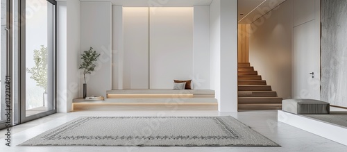 Stylish rug on floor in int...