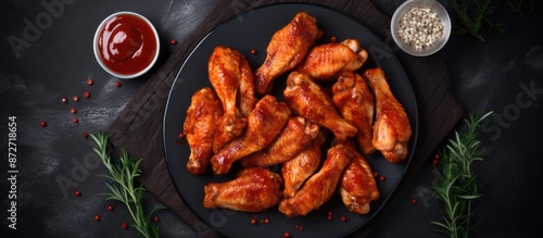 Top-down view of marinated ...