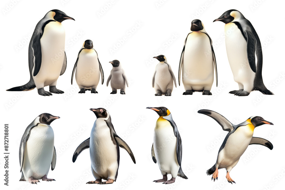 Obraz premium Penguin animal png element set, transparent background